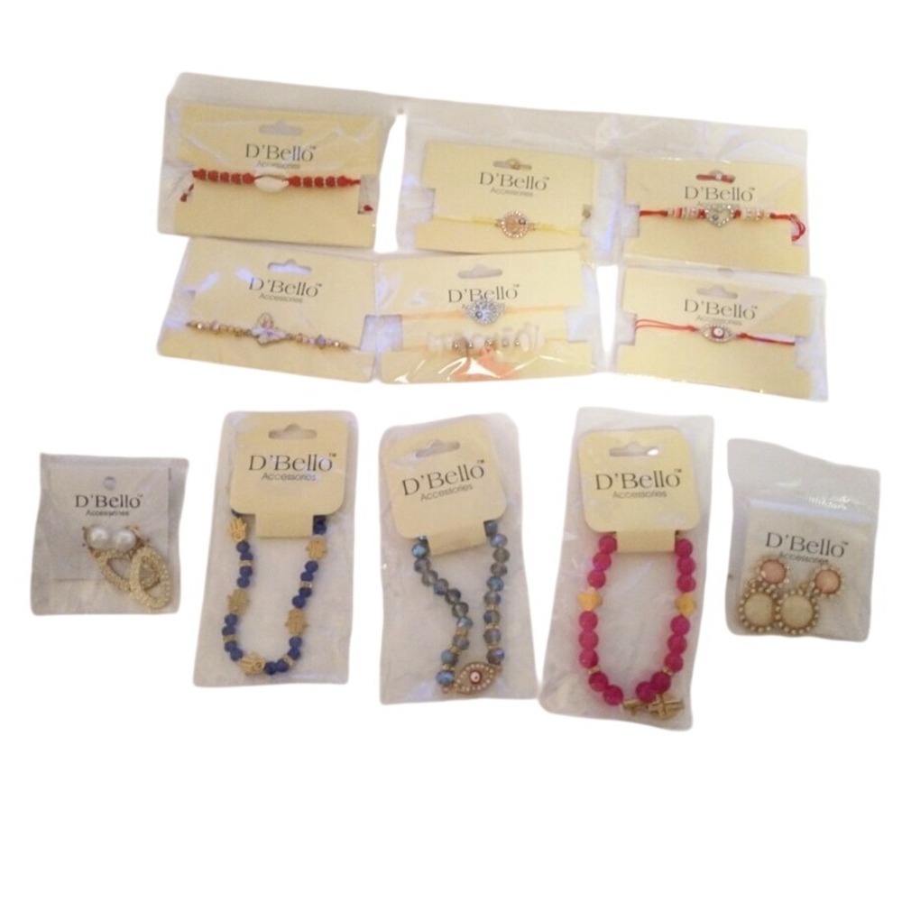 D'Bello Jewelry Lot 11pc Accessories Earrings Bracelets Charms Evil Eye Hamsa